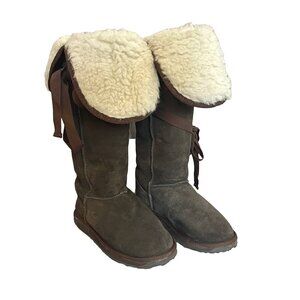 EMU Boot Tall Dark Brown Faux Sheepskin lining